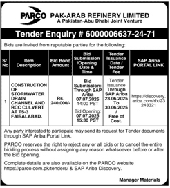 Pak-Arab Refinery Limited Abu Dhabi Tender Notice